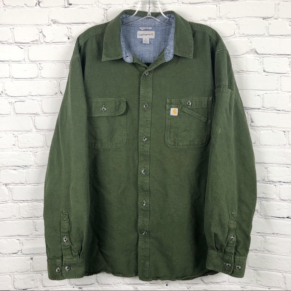 Carhartt Other - Carhartt Beartooth Relaxed Fit Green Flannel Long Sleeve Button Up Shirt Sz XL